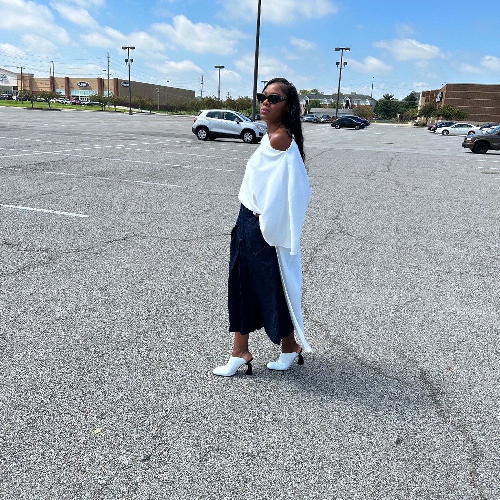 Massimo Dutti Blue Casual Midi Skirt